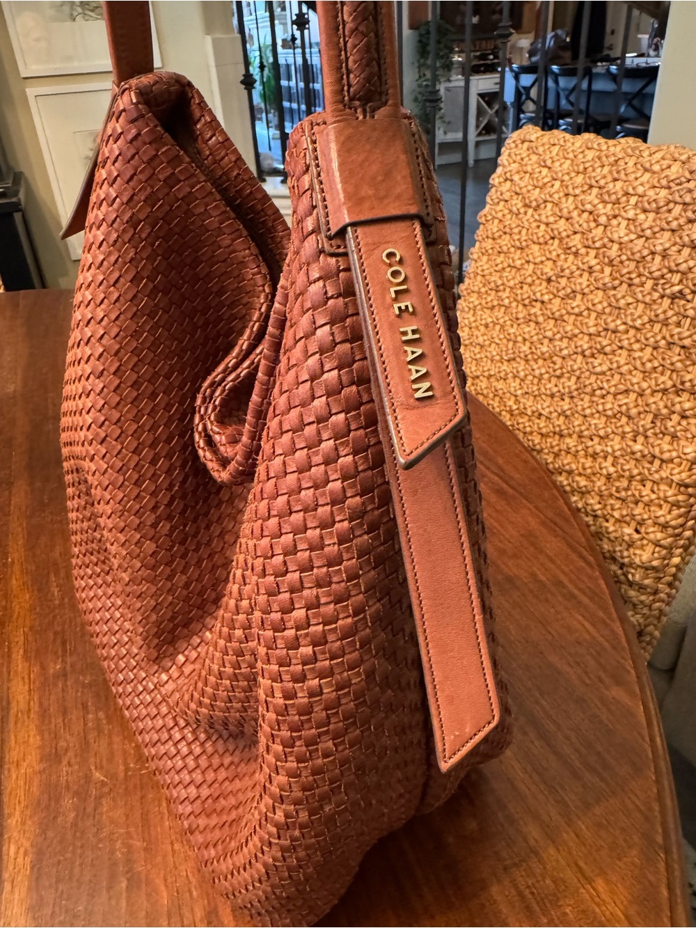 Cole Haan Woven Leather Shoulder Bag in Brown - Picture 3 of 12